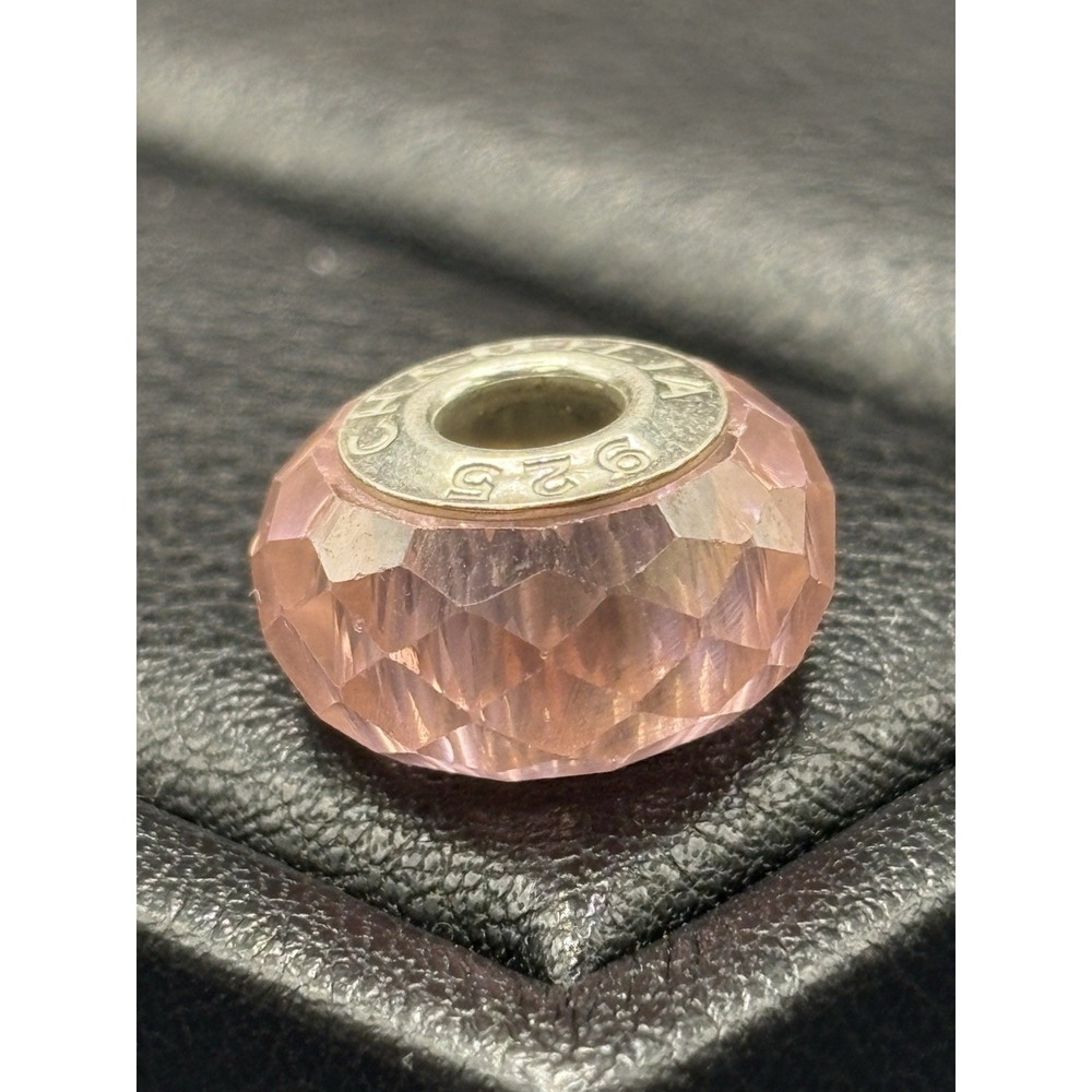 Chamilia Sterling Silver Pink Glass Faceted Charm 925 E29
